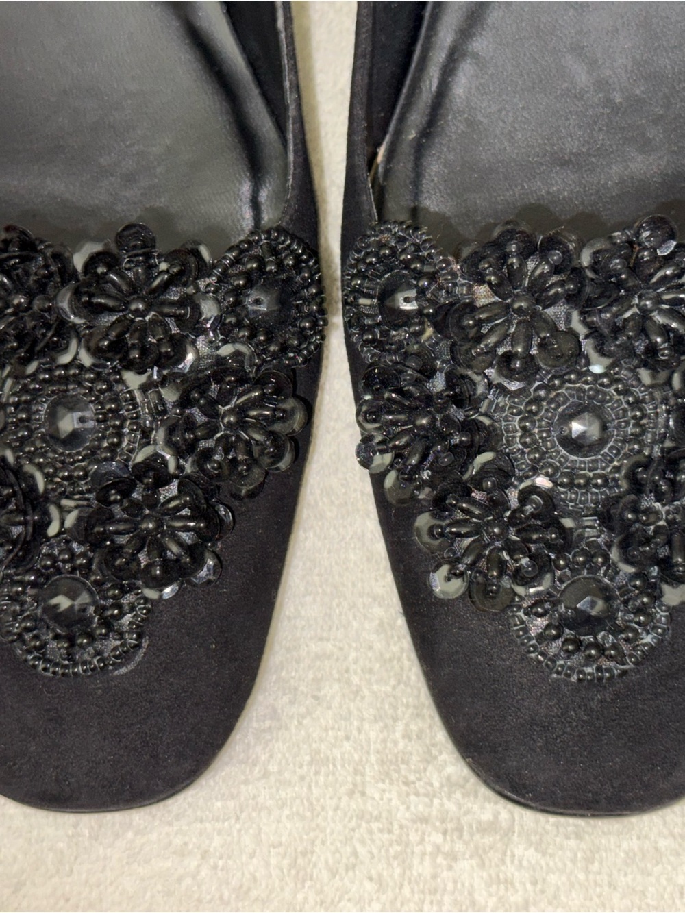 Spiegel Black Embellished Floral Appliqué Flats